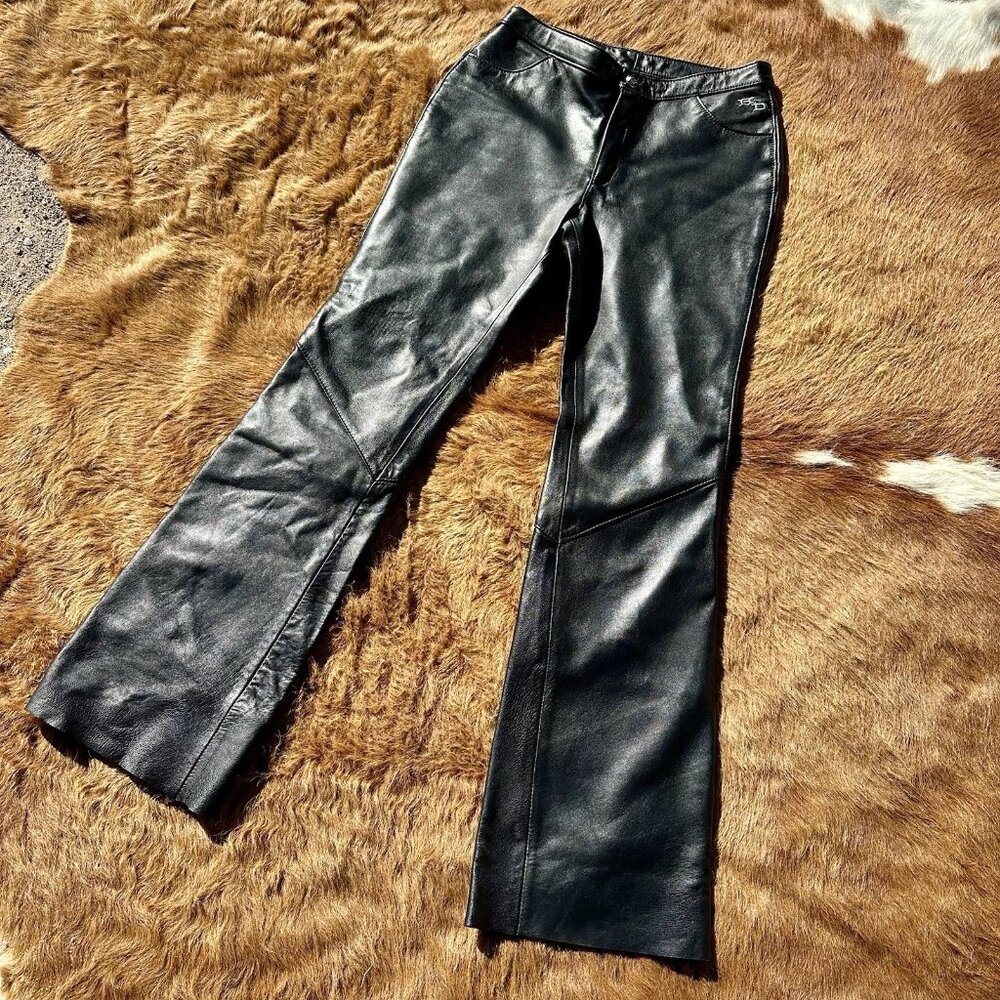 Vintage 90s Y2K Harley Davidson Embroidered Leather Pants